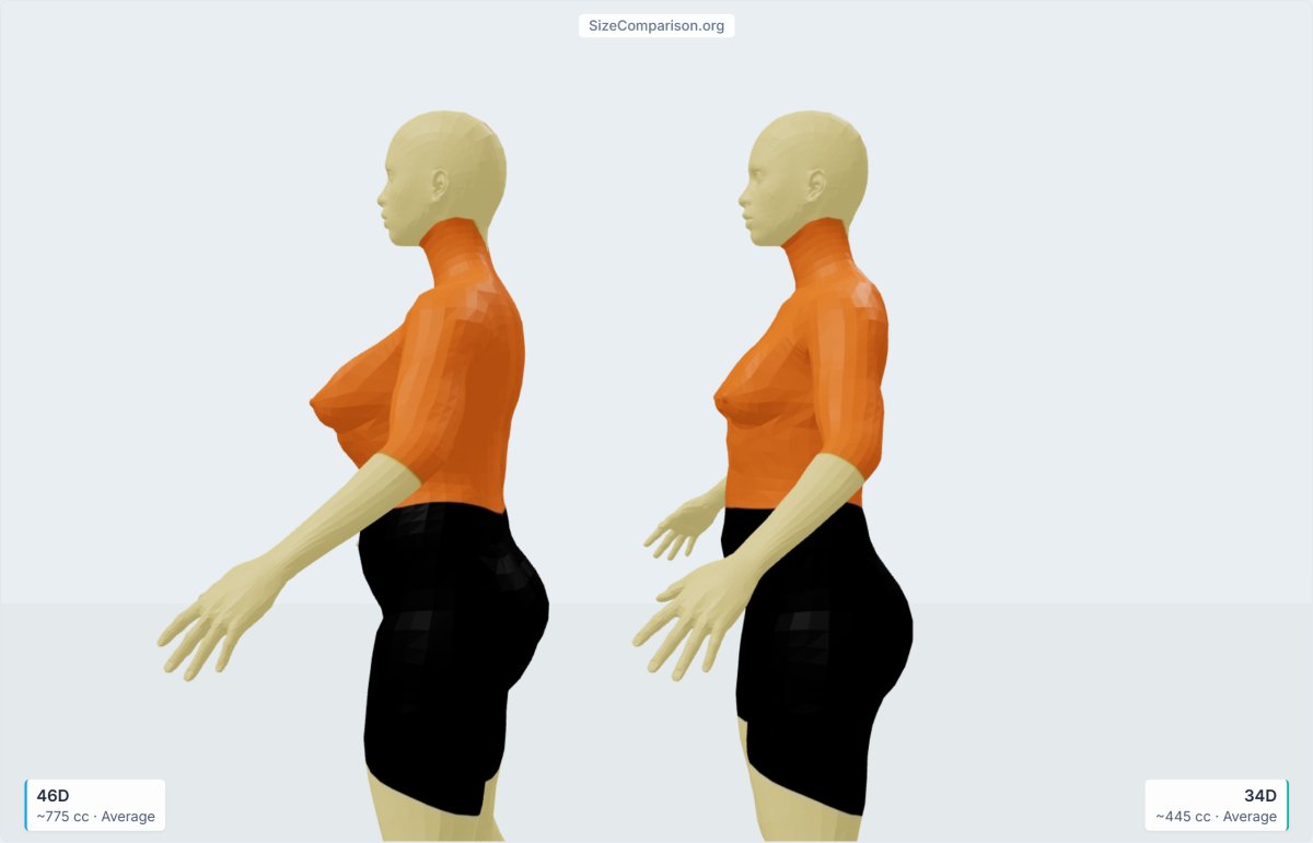 Breast and cup size comparison on different body types