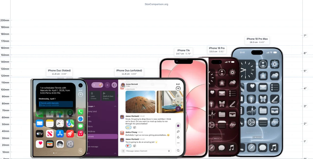 iPhone Duo and 18 Pro lineup front comparison